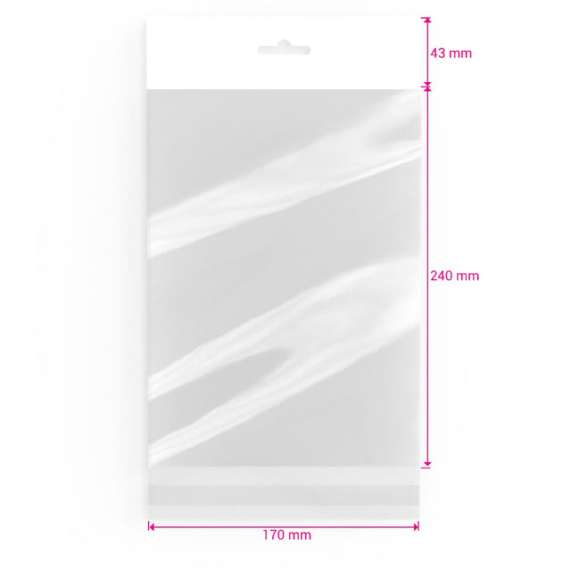 Cello Bags (With Header) Clear 240 x 170 mm