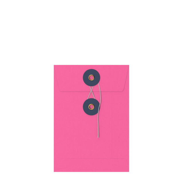 Coloured envelopes with string and washer closure Pink + Navy Blue 162 x 114 mm (C6)