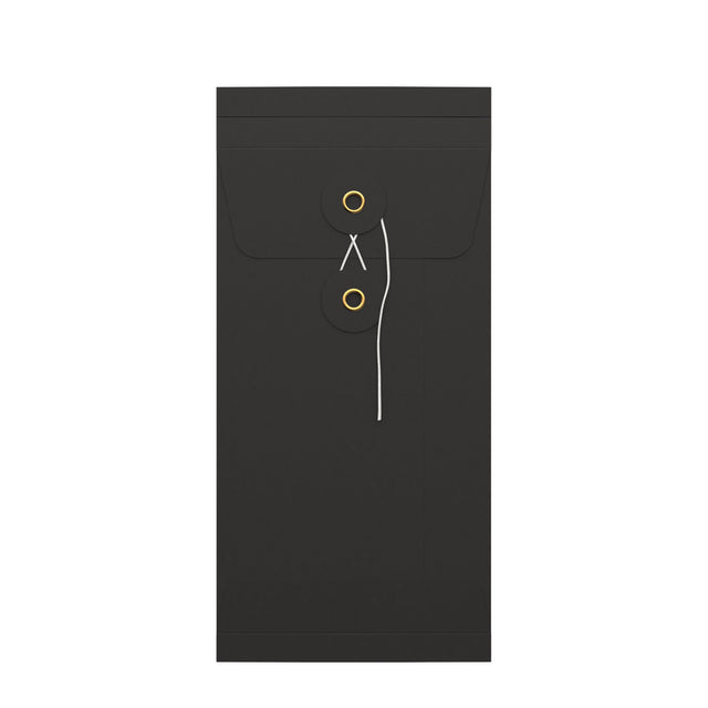 String & Washer Gusset Envelopes Black 220 x 110 mm (DL)