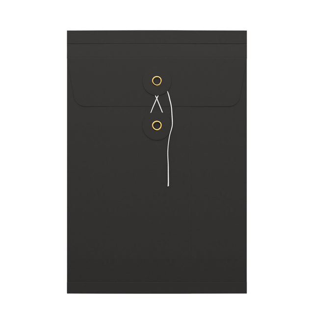 String & Washer Gusset Envelopes Black 229 x 162 mm (C5)