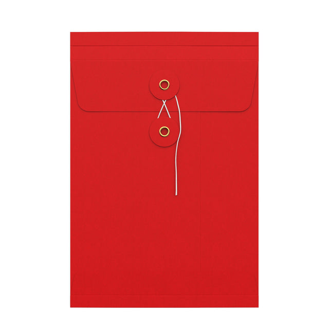 String & Washer Gusset Envelopes Red 229 x 162 mm (C5)