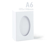 Bele trodelne kartice z ovalno odprtino – pakiranje