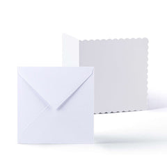 White Scalloped Cards & Envelopes Pack White 175x175 mm + 170x170 mm