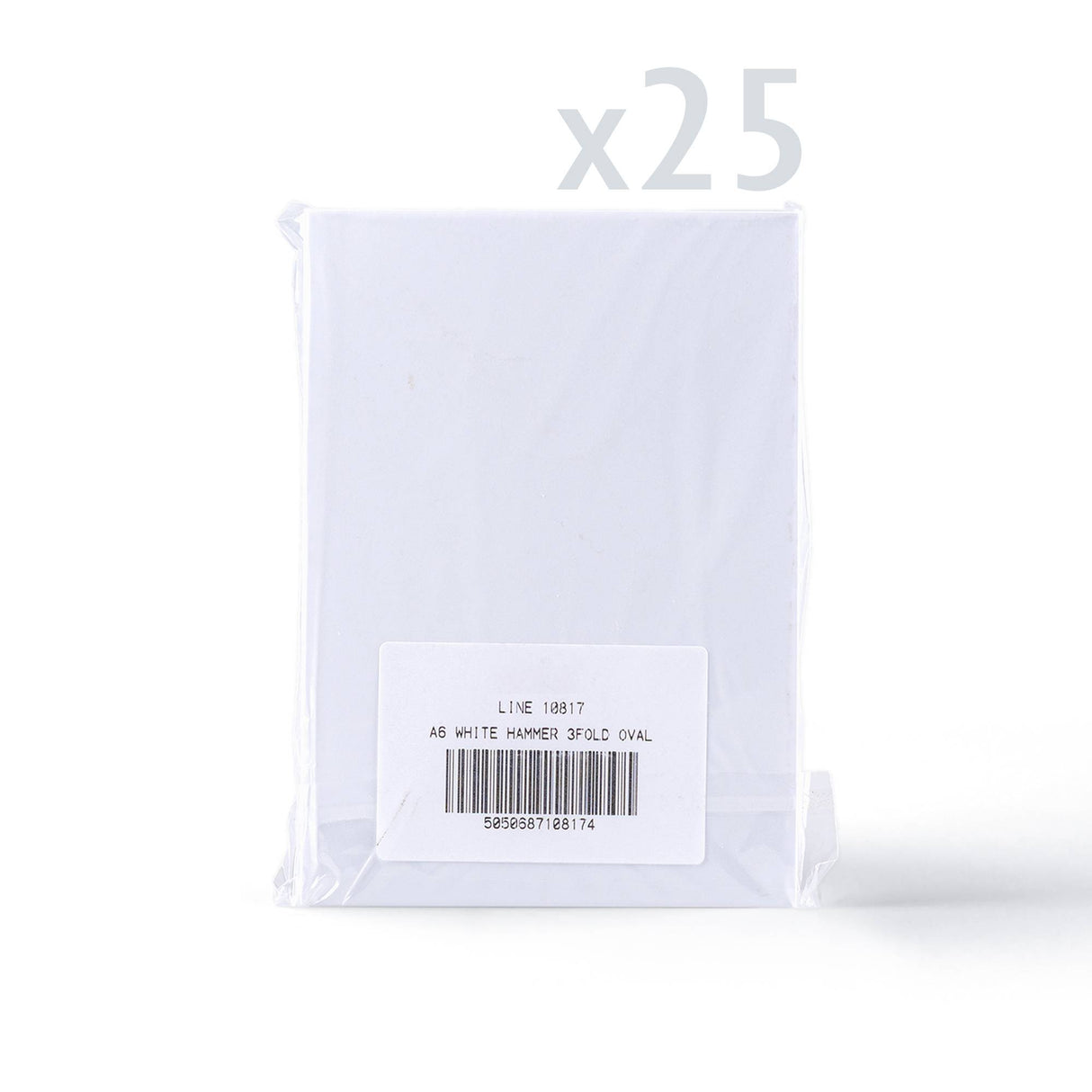 Bele trodelne kartice z reliefno teksturo in ovalno odprtino – pakiranje