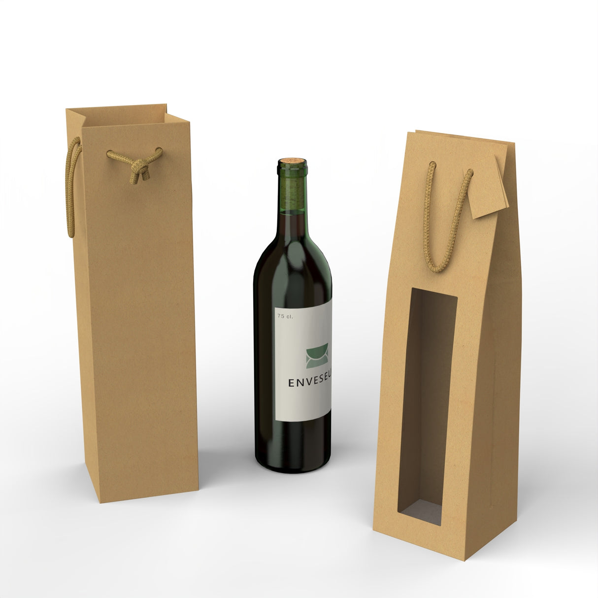 Papirnate vrečke iz kraft papirja za vinske steklenice 75 cl.