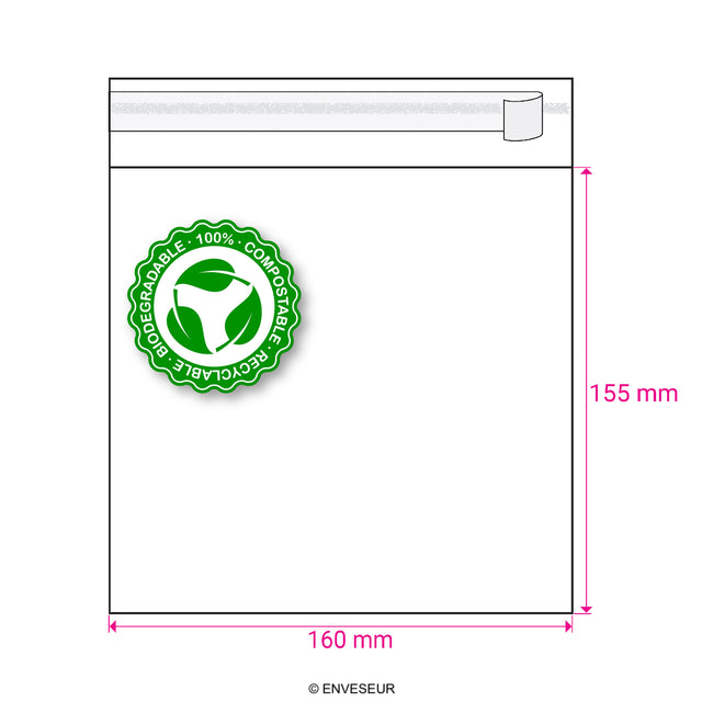 Biodegradable PLA Bags Clear 155 x 160 mm