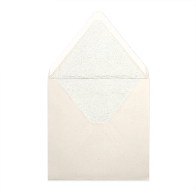Paper Lined Envelopes Ivory + White Fancy Paper 160 x 160 mm